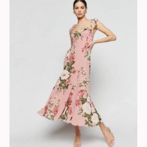 NEW Reformation Nadira Dress in Rose Garden Pink Floral Size 6 #1074